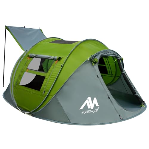 AYAMAYA Cort Pop-Up pentru 4 persoane pentru camping cu luminator, rezistent la apă