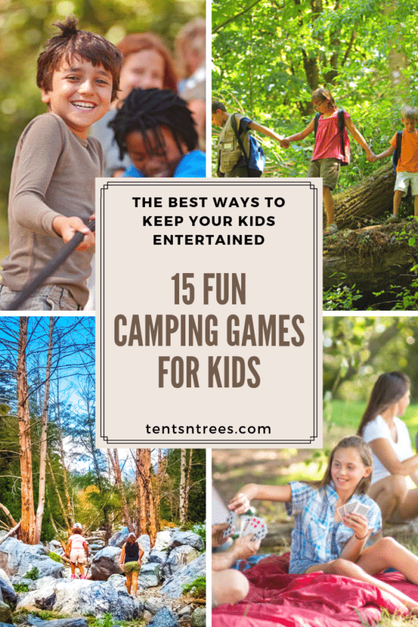 15 jocuri minunate de camping pentru copii.  Acestea sunt jocuri grozave pe care copiii le pot juca în camping.  #TentsnTrees #campinggames #campingwithkids